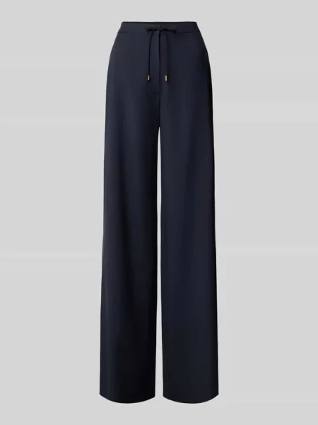 Spodnie z szerokimi nogawkami z czystej żywej wełny model MSTCRISMA' Max Mara Studio granatowe