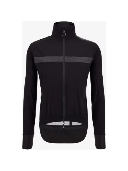 Cienka wodoodporna kurtka Santini Guard Neos w kolorze głębokiej czerni Slim fit M czarna