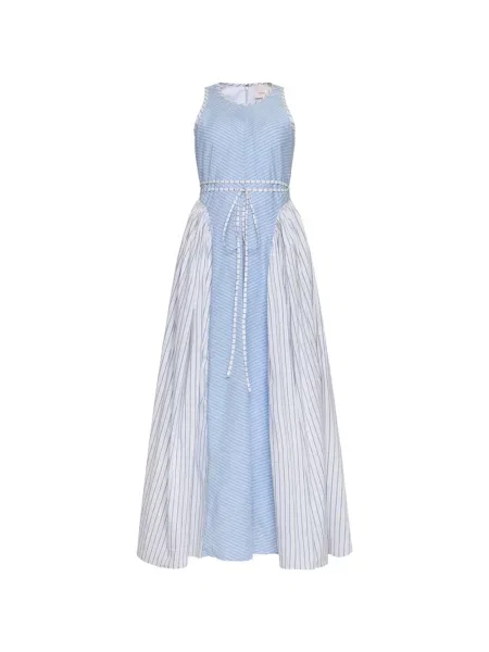 Rochie maxi Cinq A Sept cu dungi cu legături albastru