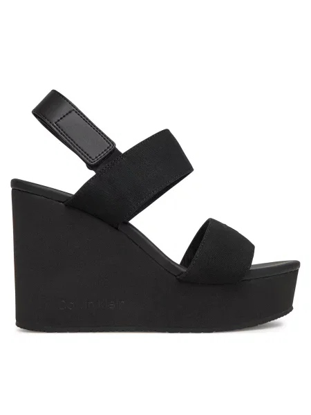 Σανδάλια Calvin Klein Jeans Wedge Sandal Webbing In μαύρο