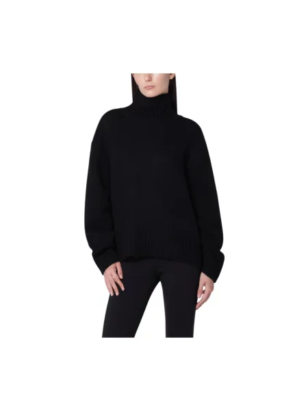 Sweter z golfem Almada wełniany czarny