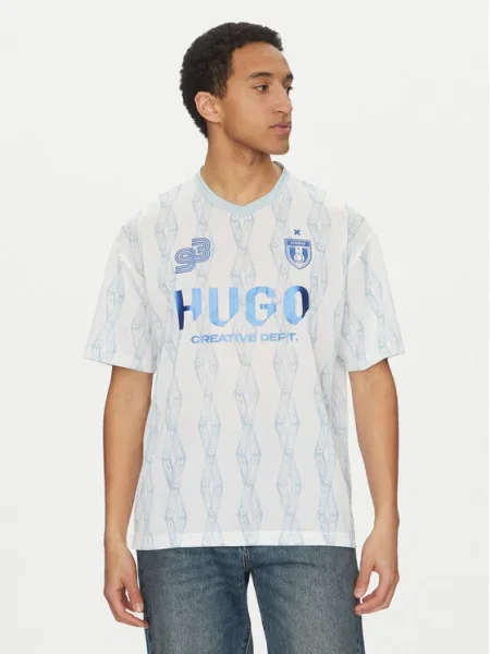 HUGO Tričko Notbal Oversize biela