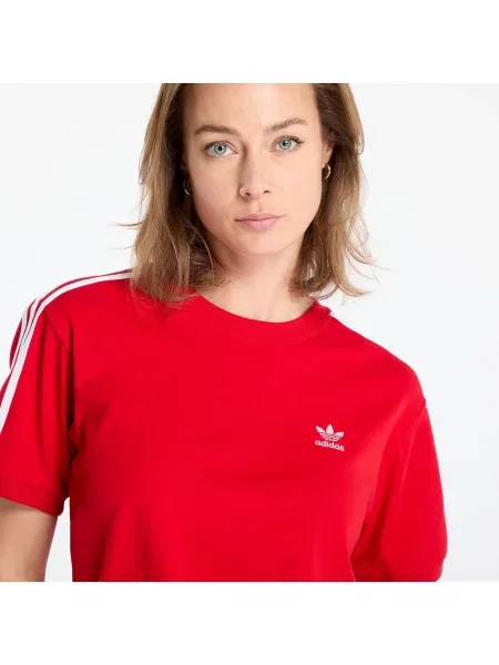Majica Adidas Originals s črtami rdeča