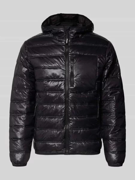 Kurtka pikowana z zapinanymi na błyskawiczny model TRACE' Jack & Jones czarna
