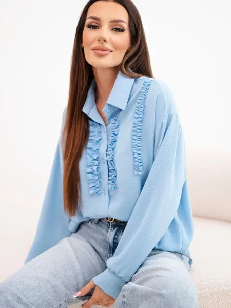 Cămașă Kesi Włoski cu volane albastru