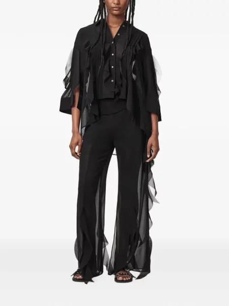 Bluză Allsaints cu volane negru