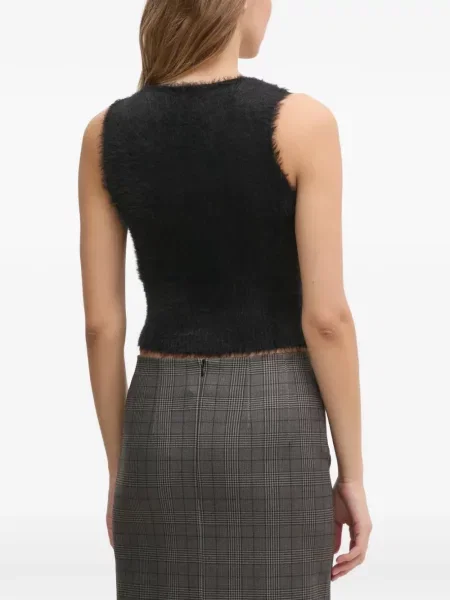 Top Sisley cu decolteu în U negru