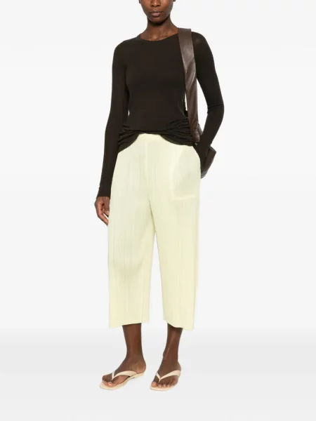 Pantaloni Pleats Please Issey Miyake galben