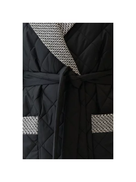 Стьобане пальто-халат Estro чорне