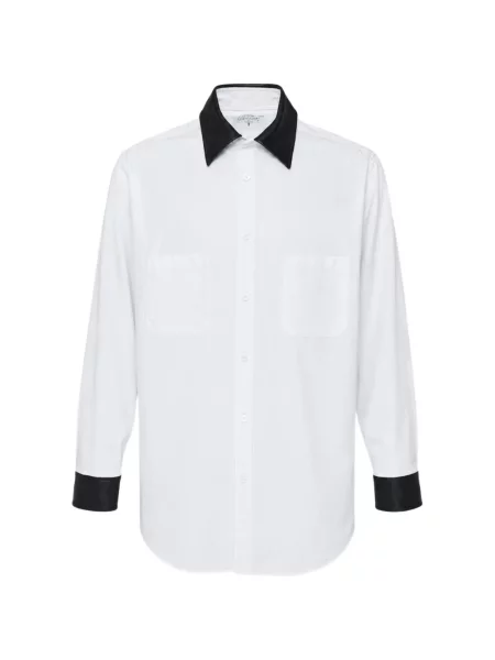Lung cămașă Yohji Yamamoto din piele alb