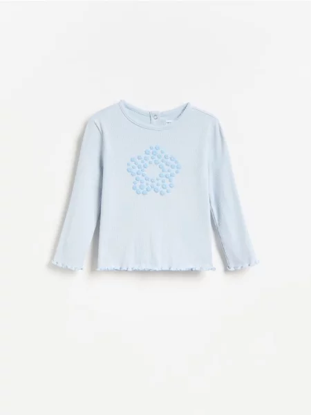 Reserved Tricou cu adaos de albastru-pal albastru