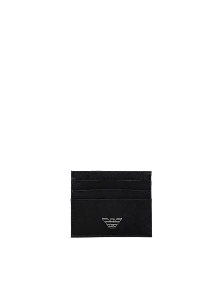 Portfel Emporio Armani skórzany z logo czarny
