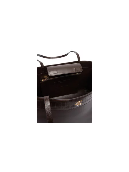 Torbica Calvin Klein Ck Croc Snap Large Tote Tamno smeđa