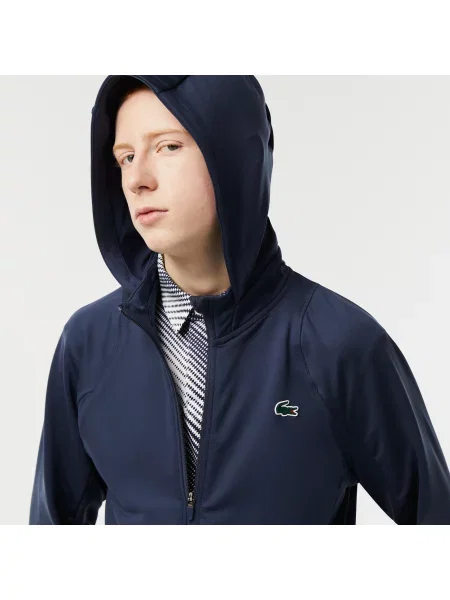 Lacoste Bluza Sport Z Kapturem I Wysokim Kołnierzem Zapinana Na niebieska