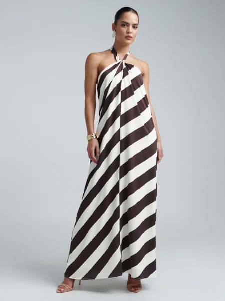 BWLDR Ljetna haljina MARBELA tamno smeđa bijela