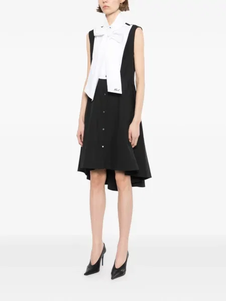 Rochie tip cămașă Karl Lagerfeld cu funde de costum negru