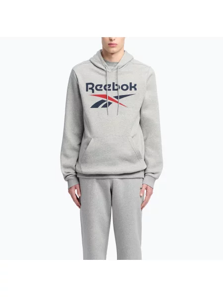 Mikina Reebok Identity Big Logo Fleece Hoodie medium grey heater/vector navy/vector red šedá