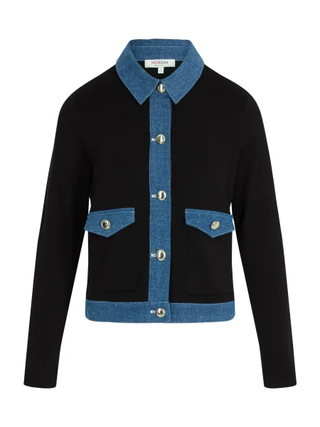 Morgan Geacă tricotată albastru denim negru