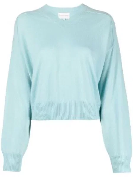 Pulover Loulou Studio din cașmir cu decolteu în V albastru