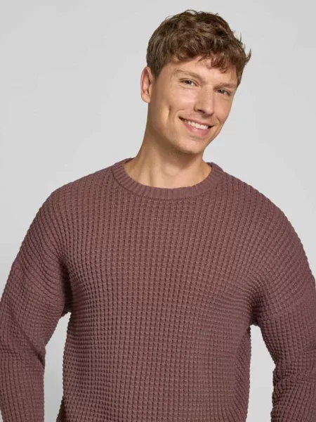 Sweter z dzianiny o kroju regular fit z fakturowanym wzorem model NEELIO' Drykorn