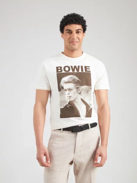 AMPLIFIED Majica DAVID BOWIE CIGARETTE temno rjava / off-bela bela