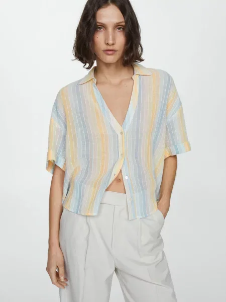 MANGO Блуза Світло-синій синя