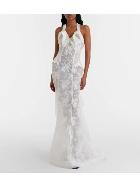 Rochie Mcqueen de mătase alb