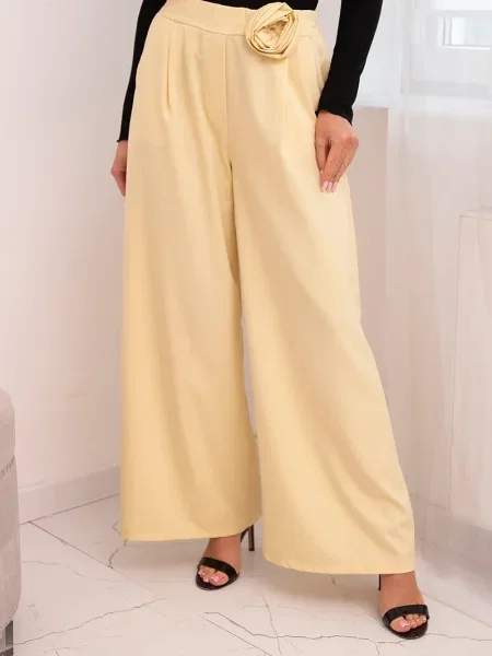 Pantaloni Kesi Włoski cu model floral elegante negru