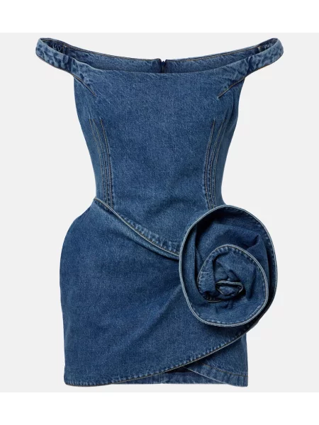 Rochie din denim Magda Butrym cu model floral albastru