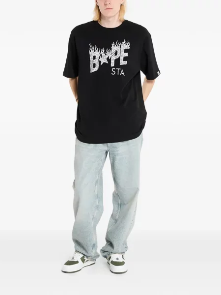 Tricou A Bathing Ape® cu imagine negru
