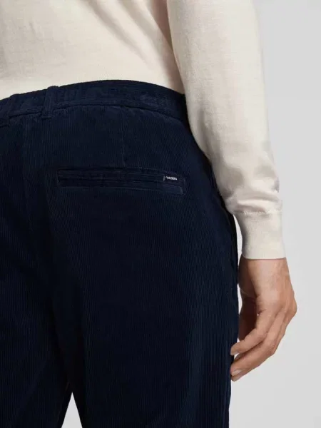 Spodnie sztruksowe o kroju regular fit z zapięciem na guzik model ‘MONZA’ Gabba granatowe