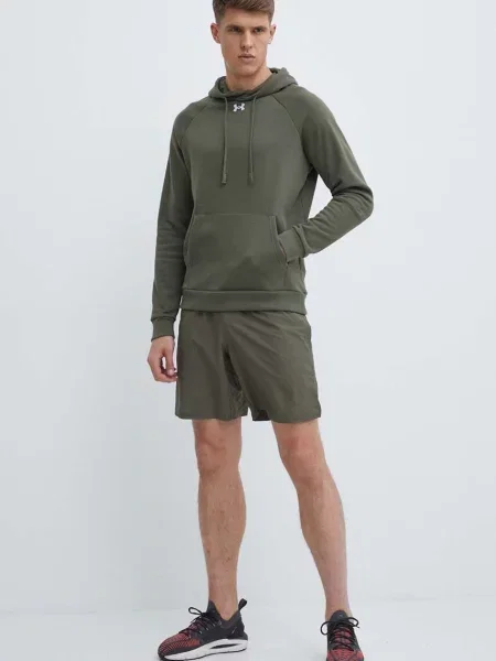 Bluza z kapturem Under Armour polarowa z kapturem z logo zielona