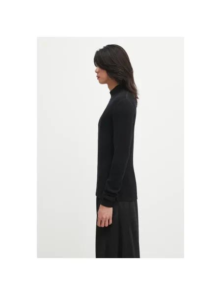 Lniany sweter z golfem Visvim czarny