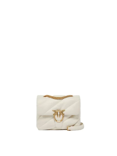 Torebka crossbody Pinko klasyczna z owczej skóry biała