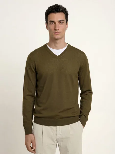 Strokesman's Svetry Z Merino Vlny khaki