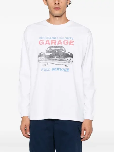 Lung tricou Universal Overall cu imagine alb