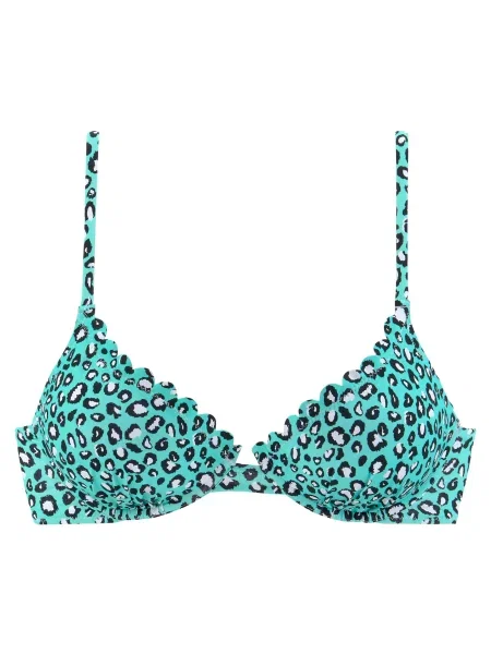 LASCANA Sutien costum de baie verde mentă / negru alb