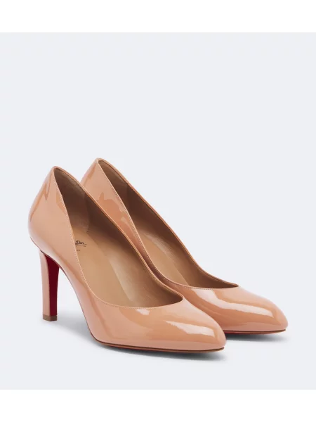 Lakierowana czółenka Christian Louboutin skórzana beżowa