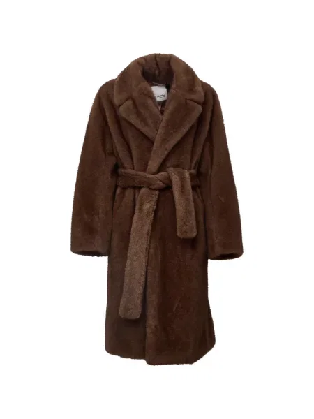 Cu centură palton de blană 's Max Mara cu blană maro