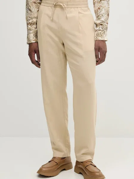 Hlače z mešanico lana Marciano Guess DANIEL bež