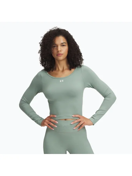 Dámske tričko longsleeve Under Armour Train Seamless silica green/white zelená