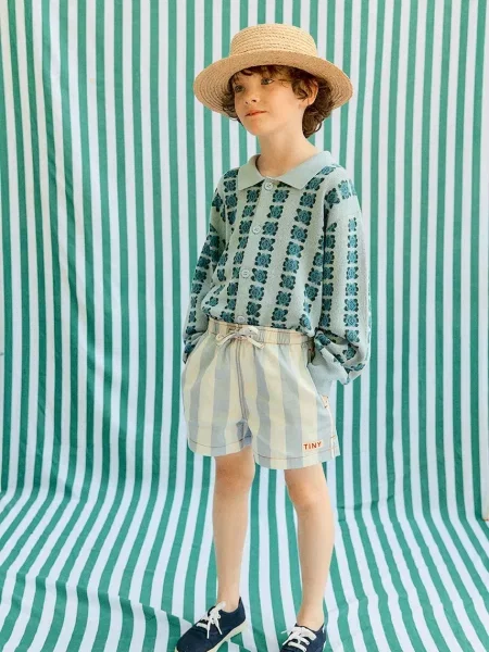 Tinycottons šortky STRIPES TWILL SHORTS modré