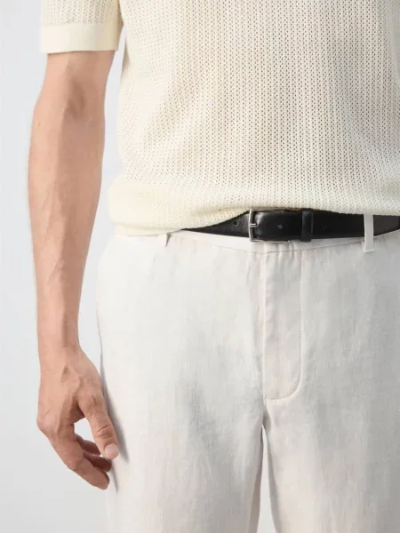 Spodnie slim fit z lnu złamana biel Mężczyzna 40 MANGO MAN