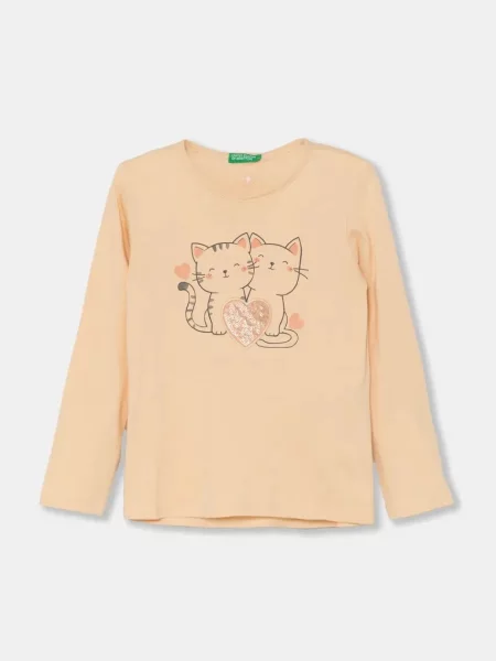 United Colors of Benetton Detská košeľa s dlhým rukávom oranžová