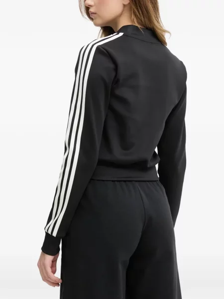 Ριγέ τρέξιμο μπουφάν Adidas με αυτόγραφο καφέ