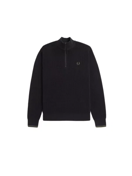 Fred Perry Sweter Typu Troyer schwarz czarny