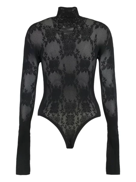 Body Les Filles D'eva cu model floral din dantelă negru