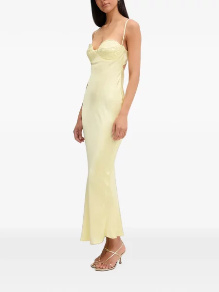 Matlasat rochie maxi Bardot galben