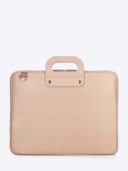 Torba na laptopa z imitacji skóry beżowa