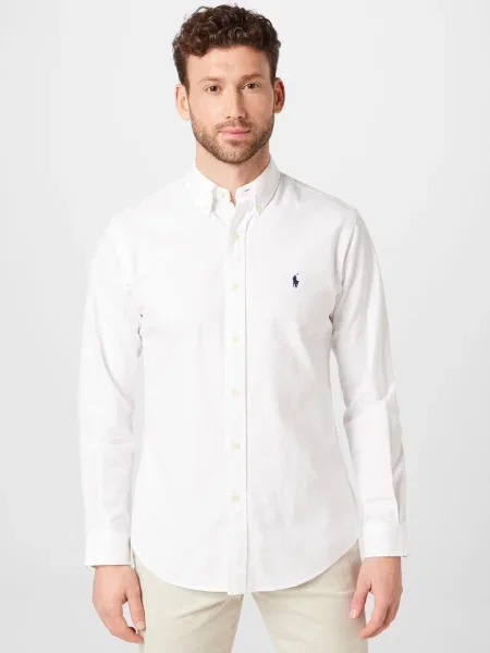 Cămașă Polo Ralph Lauren cu guler nasturi din țesătură twill alb